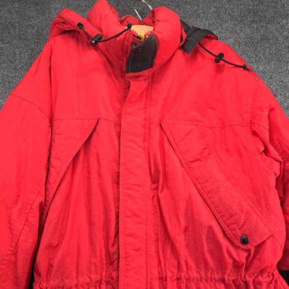 Marlboro Country Store Men's Down Hooded Puffer Jacket Red Medium Vintage - Picture 2 of 16